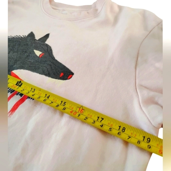 Rose Of Mercy | Pink Crew Neck Sweatshirt with Wolf Design | Size Medium - Picture 9 of 10